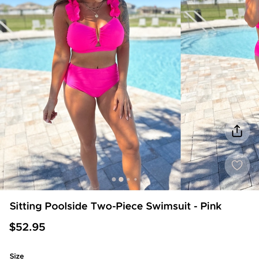 Pink Bikini Swimwear with Halter Top and High-Waisted Bottoms